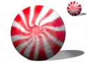 3d animation of red peppermint candy spinning loop