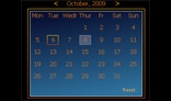 The Calendar with the possibility of selecting the date