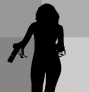 Silhouette dance, girl with tambourine