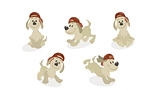 Cartoon dog puppy in red baseball cap