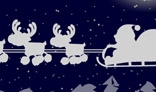 Santa flying for Christmas. Flash animation. 16Kb only. AS1+AS2+AS3 versions.