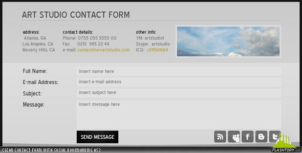 Clean Contact Form AS3 with Social Links