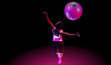 Happy Girl Spinning Disco Ball