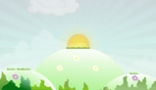 Sun beams flash animation above hills