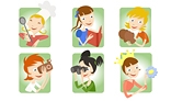 Cartoon girl icon set with teenager home and social activity
