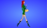Pretty Redhead Walking Girl With Purse Animation