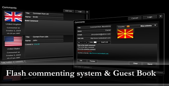 Commenting system for flash sites & Guest Book V 1.0 AS2 