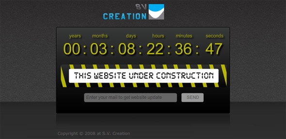 under construction template with coundown and send email