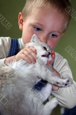 Boy and kitten