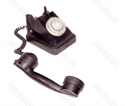 Black vintage phone isolated