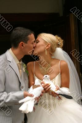 Happy newly-married couple