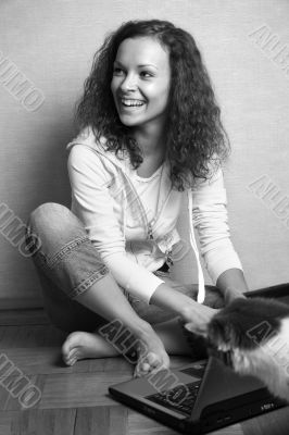 Girl with a computer