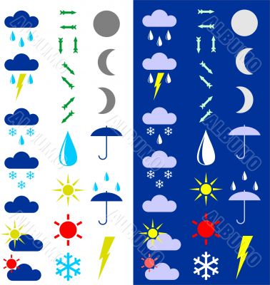 Symbols for the indication of weather.