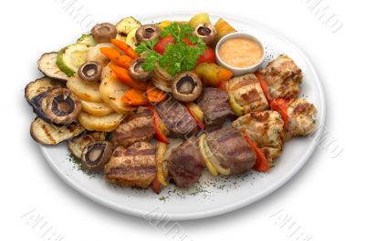assorted  kebab: veal, chicken and pork