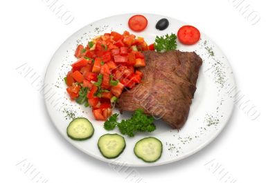 grilled veal fillet with vegetable salad