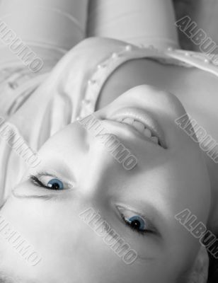 glamour girl. bw version with blue eyes.