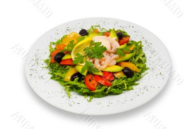 salad  with shrimps and fresh vegetables
