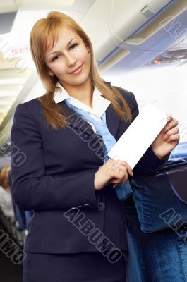 blond air hostess