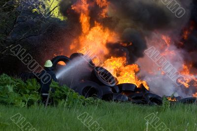 Firefighters battle