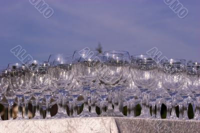 Stack of Empty wine glasses