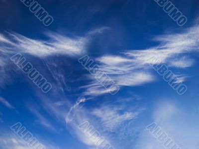 Deep blue sky with white clouds