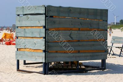 Beach cabine in sandy beach