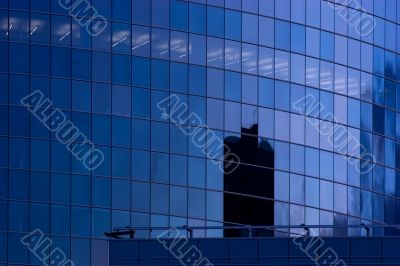 Blue skyscraper building windows