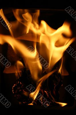 Burning paper and firewood