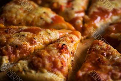 Pieces of cheese pizza