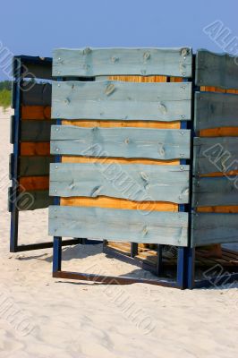 Beach cabine in sandy beach