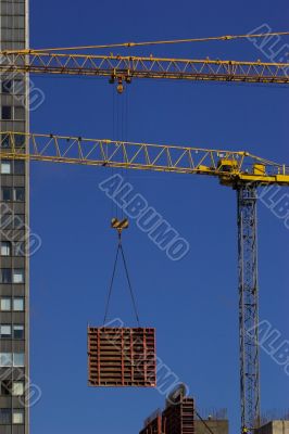 Construction crane lifting