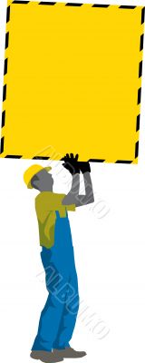 Construction Worker holding Poster