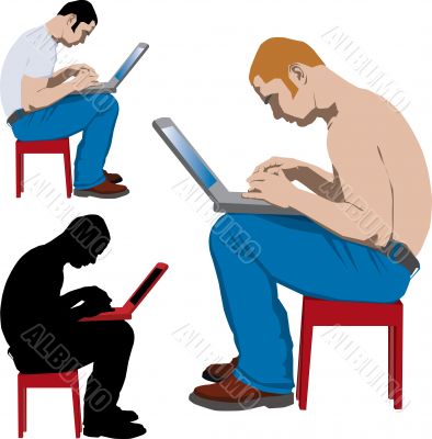 Young man working with laptop