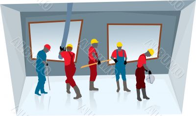 Team of construction workers