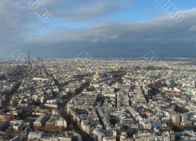 Panorama of Paris with a type on tour d,Eiffel