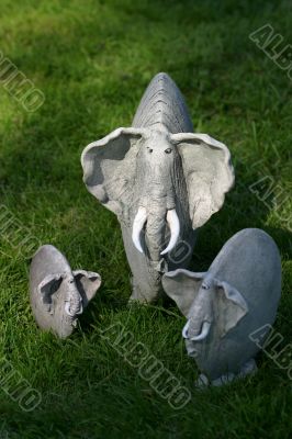 Three clay elephants