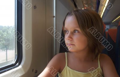 The girl in a train.