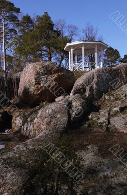 Landscape gardening rotunda on a rock