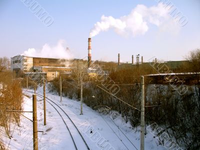 Rail bed near a metallurgical plant