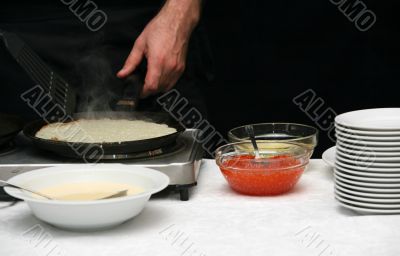 Pancakes with caviar