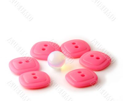 Rose rectangle buttons with opal sphere