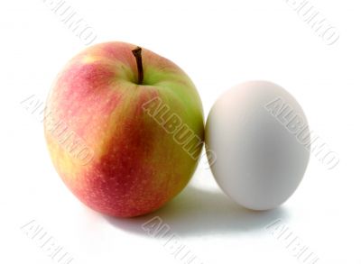 Red green apple and egg