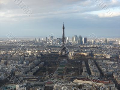 Panorama of Paris with a type on tour d,Eiffel