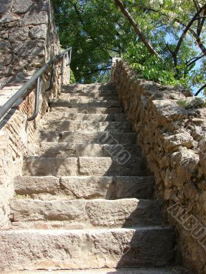 Antique ruins. A stairs