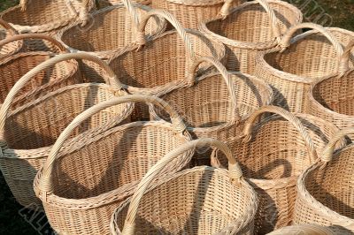 Line of baskets in the market