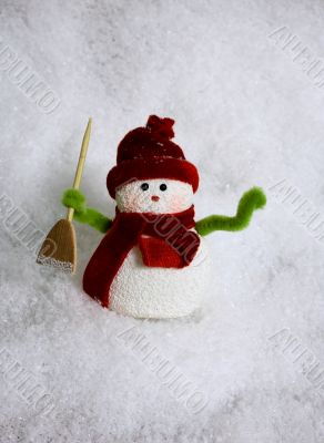 Snowman in snow