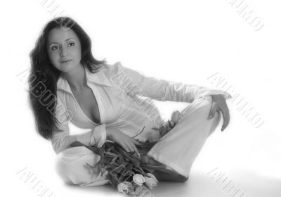 Portrait with spring flowers