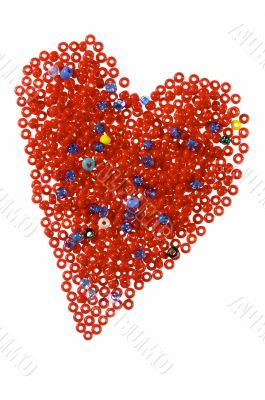 Red heart from galss beads