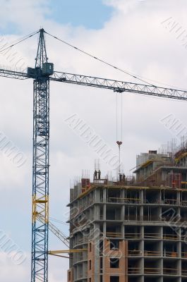 lifting crane building the house