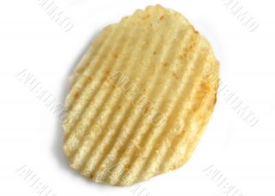 Ridged potato chip on white